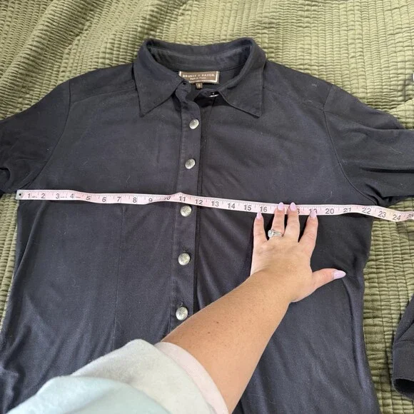 Double D Ranch Women's Size Large Black Suede Feel Button Up Western Shirt - Picture 10 of 11